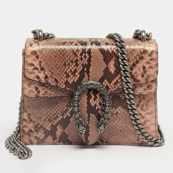 Pre Owned Gucci Pink Python Mini Crystal Dionysus Shoulder Bag