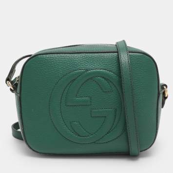 Pre Owned Gucci Green Leather Small Soho Disco Crossbody Bag