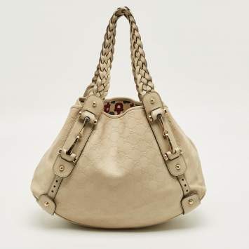 Pre Owned Gucci Cream Guccissima Leather Pelham Bag