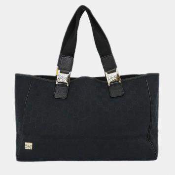 Pre Owned Gucci Black GG Tote Bag