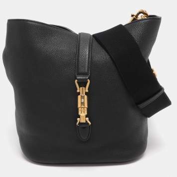 Pre Owned Gucci Black Leather Jackie Bucket bag
