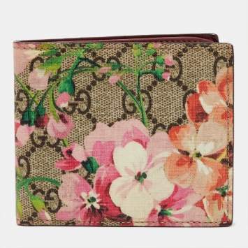 Pre Owned Gucci Multicolor GG Supreme Blooms Canvas Bifold Wallet