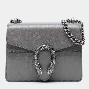 Pre Owned Gucci Grey Small Leather Dionysus Crossbody