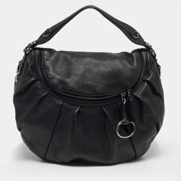 Pre Owned Gucci Black Leather Medium Icon Bit Hobo