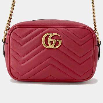 مملوكة مسبقًا Gucci Gg Marmont Mini Shoulder Bag Red/Beige Leather Size Mini