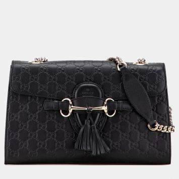 مملوكة مسبقًا Gucci Black Medium Guccissima Emily Shoulder Bag