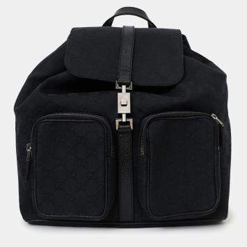 مملوكة مسبقًا Gucci Black Canvas/Leather Jackie GG Backpack