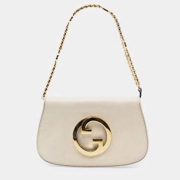 Pre Owned Gucci White Calfskin Blondie Chain Satchel