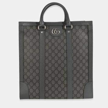 مملوكة مسبقًا Gucci Grey Black GG Coated Canvas Ophidia Medium Tote