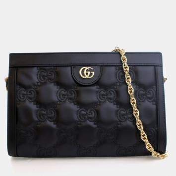 مملوكة مسبقًا Gucci Small Black Calfskin GG Slim Chain Shoulder Bag