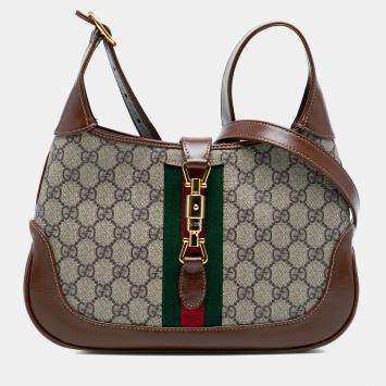 Pre Owned Gucci Brown Small GG Supreme Jackie 1961 Crossbody