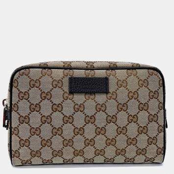 Pre Owned Gucci Beige Fabric Jacquard Hip Sack
