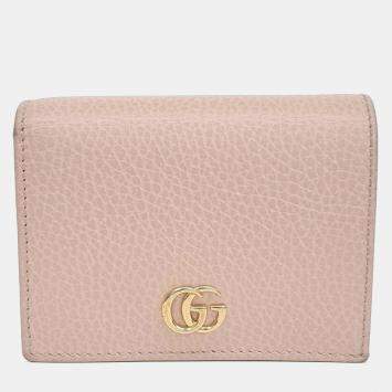Pre Owned Gucci Pink Leather Marmont Half Wallet