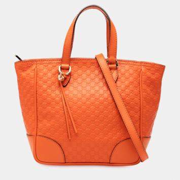 Pre Owned Gucci Orange Small Microguccissima Bree Satchel