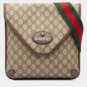 Pre Owned Gucci Brown Medium GG Supreme Neo Vintage Flap Crossbody