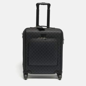 مملوكة مسبقًا Gucci Black GG Supreme Canvas 4 Wheeled Cabin Suitcase