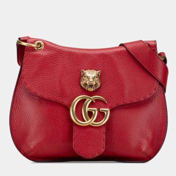 مملوكة مسبقًا Gucci Red GG Marmont Leather Animalier Crossbody