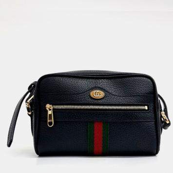 مملوكة مسبقًا Gucci Black Leather Ophidia Supreme Mini Crossbody Bag