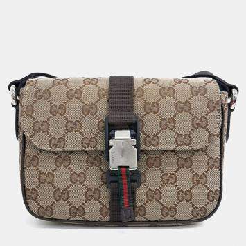 Pre Owned Gucci Beige Fabric GG Mini Crossbody Bag