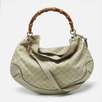 مملوكة مسبقًا Gucci Peggy Bamboo Light Cream Guccissima Leather Hobo