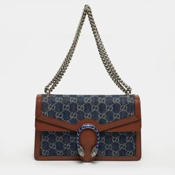 مملوكة مسبقًا Gucci Dionysus Small Blue/Brown GG Denim Shoulder Bag