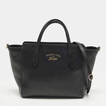 Pre Owned Gucci Swing Mini Black Leather Tote