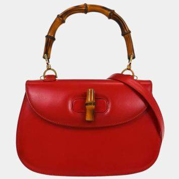 مملوكة مسبقًا Gucci Red Bamboo 2Way Handbag