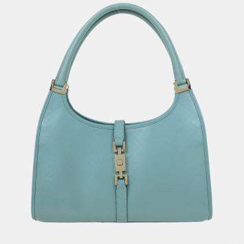 Pre Owned Gucci Light Blue Leather Gg Jackie Handbag