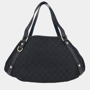 Pre Owned حقيبة غوتشي دائرية بحلقة ديرينغ سوداء بطبعة جي جي أبي/عباي