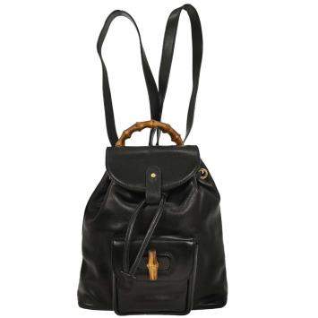 Pre Owned حقيبة ظهر غوتشي بامبو سوداء