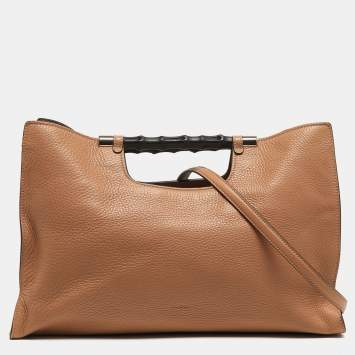 Pre Owned حقيبة يد غوتشي بامبو ديلي جلد بيج