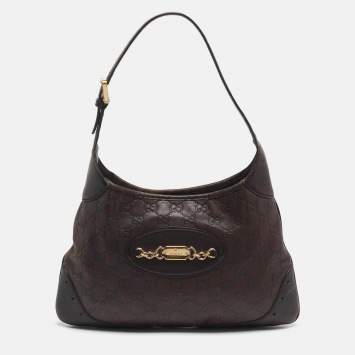 Pre Owned Gucci Punch Dark Brown Guccissima Leather Hobo