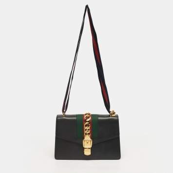 Pre Owned Gucci Sylvie Black Small Leather Shoulder Bag