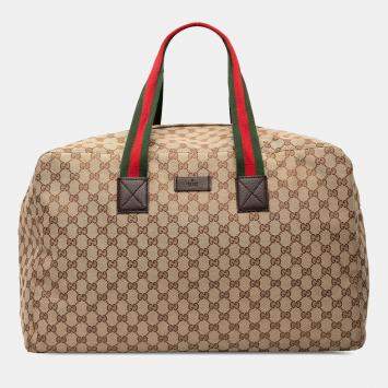 مملوكة مسبقًا Gucci Brown GG Canvas Web Travel Bag