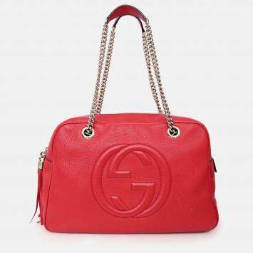 مملوكة مسبقًا Gucci Red Leather Soho Chain Shoulder Bag