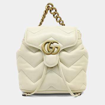مملوكة مسبقًا Gucci White Leather Matrasse Backpack