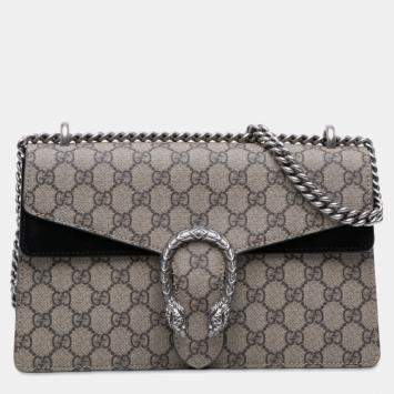 مملوكة مسبقًا حقيبة كتف غووتشي ديونيسوس GG سوبريم بني أسود صغيرة