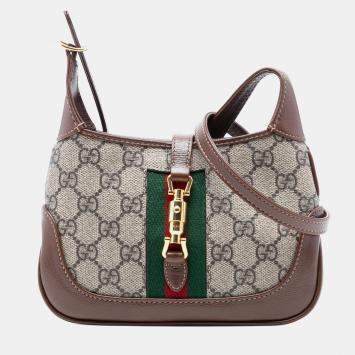 Pre Owned Gucci Brown Mini GG Supreme Web Jackie 1961 Crossbody