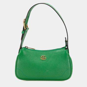 Pre Owned Gucci Green Mini Leather Aphrodite Shoulder Bag