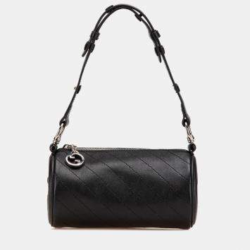 Pre Owned Gucci Black Mini Leather Blondie Barrel Shoulder Bag