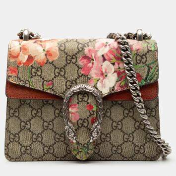 Pre Owned Gucci Brown Small GG Supreme Blooms Dionysus Crossbody