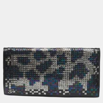 مملوكة مسبقًا Gucci Black/Multicolor Leather and Sequins Flap Clutch
