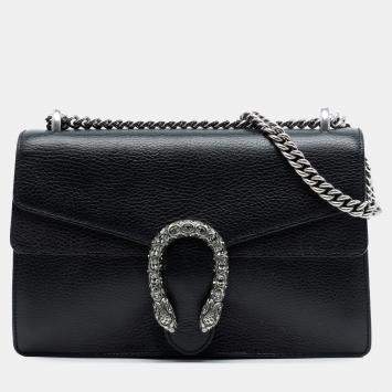 Pre Owned Gucci Black Small Leather Dionysus Shoulder Bag