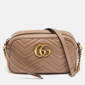 مملوكة مسبقًا Gucci GG Marmont Small Dusty Pink Matelasse Leather Camera Bag
