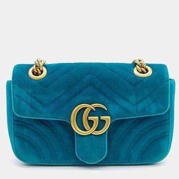 مملوكة مسبقًا Gucci Blue Velvet Velvet Matrasse Mini Shoulder Bag