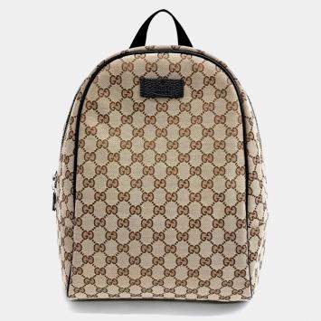 Pre Owned Gucci Beige/Brown Canvas Jacquard Backpack