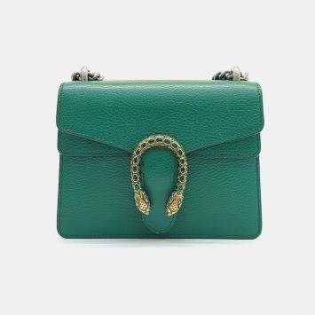 Pre Owned Gucci Green Leather Dionysus Shoulder and Crossbody Bag