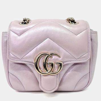 Pre Owned Gucci Pink Leather Marmont Matrasse Mini Bag