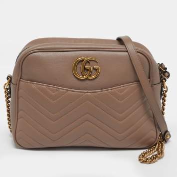 Pre Owned حقيبة كتف غوتشي جي جي مارمونت جلد ماتيلسيي كاميرا وردي قديم