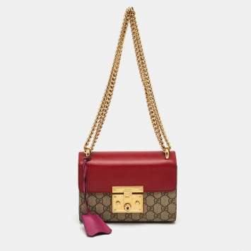 Pre Owned Gucci Padlock Small Multicolor GG Supreme Canvas and Leather Shoulder Bag